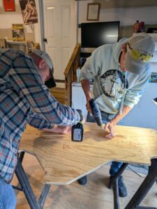 Eric & Danny drilling pilot holes