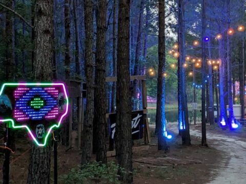 Photo of the sign lit up