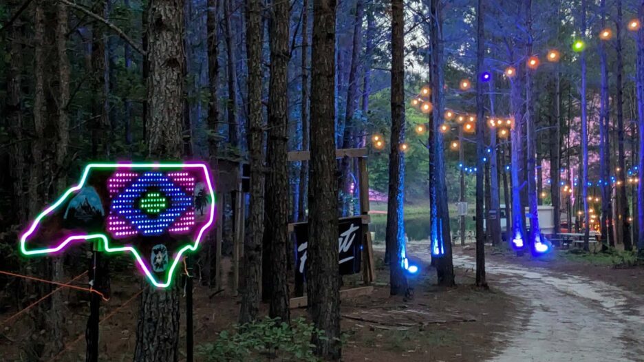 Photo of the sign lit up